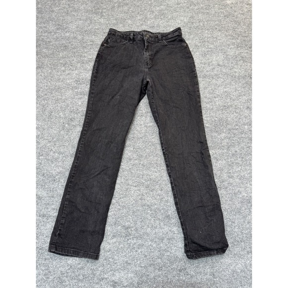 Lee Denim - Lee Instantly Slims High Rise‎ Relaxed Straight Leg Jeans Black Womens 4 Medium